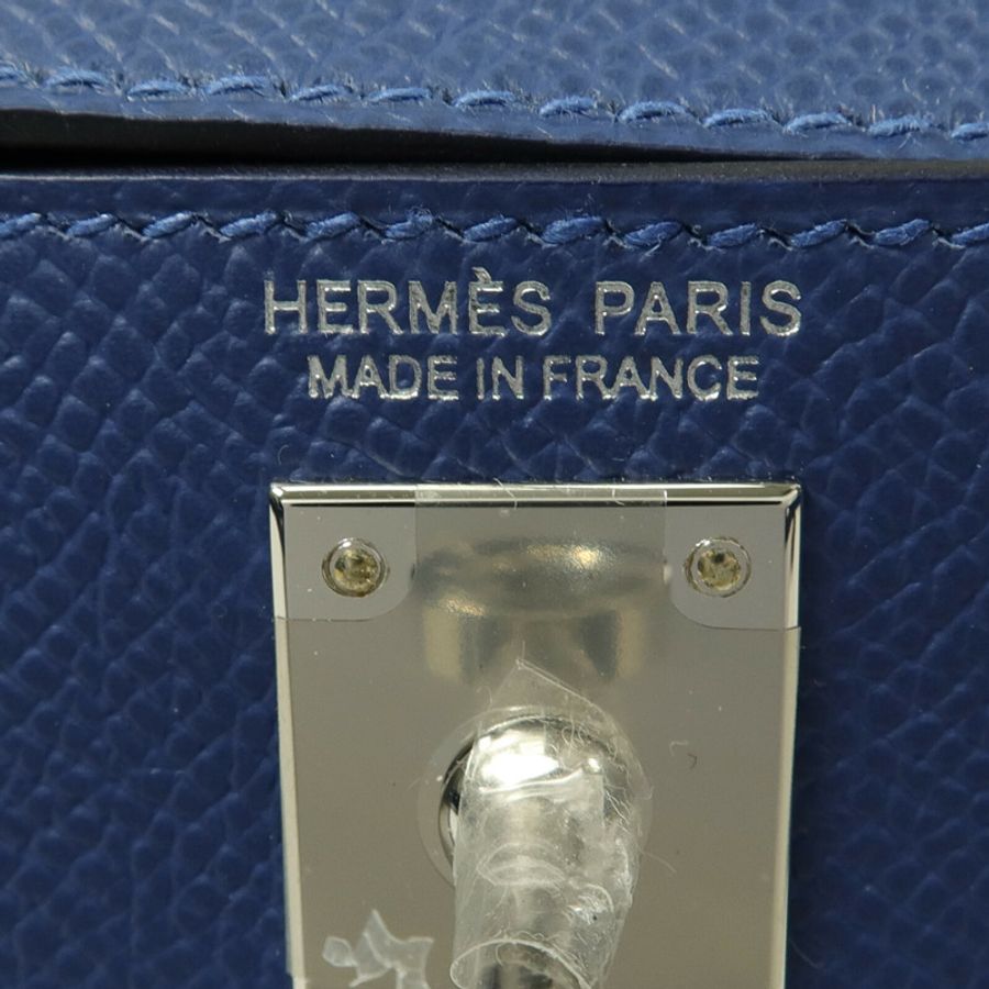 HERMES Epsom皮革Mini Kelly II手挽肩背兩用袋Bleu Tie-4