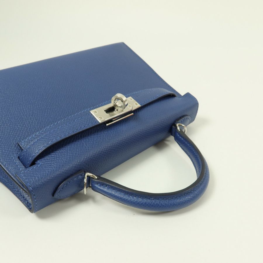 HERMES Epsom皮革Mini Kelly II手挽肩背兩用袋Bleu Tie-8