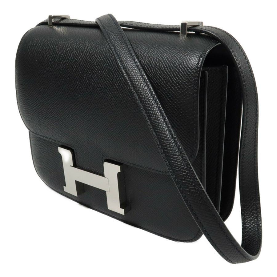HERMES Epspm皮革Constance Mini肩背袋Noir-1