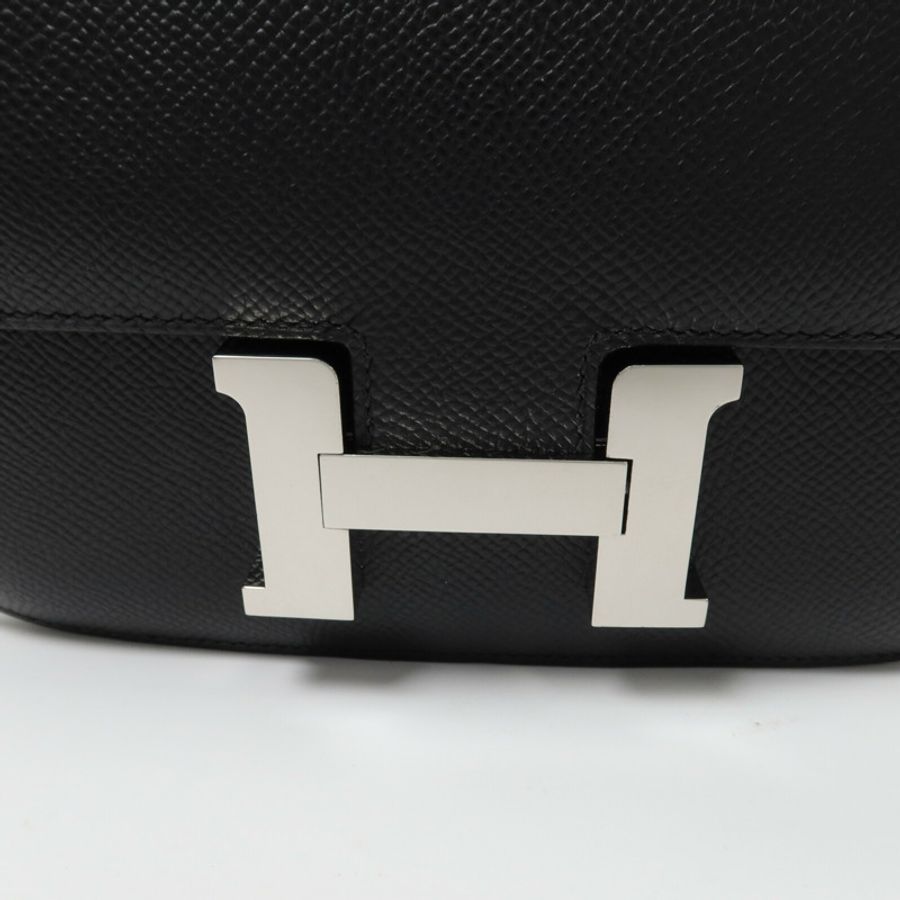 HERMES Epspm皮革Constance Mini肩背袋Noir-7