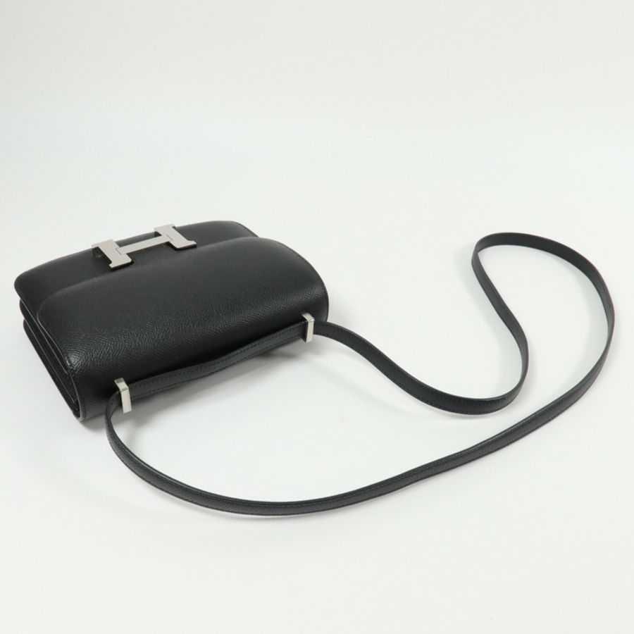 HERMES Epspm皮革Constance Mini肩背袋Noir-8