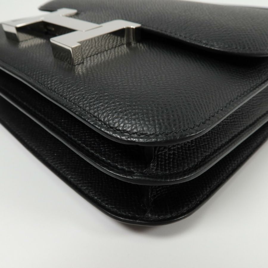 HERMES Epspm皮革Constance Mini肩背袋Noir-11
