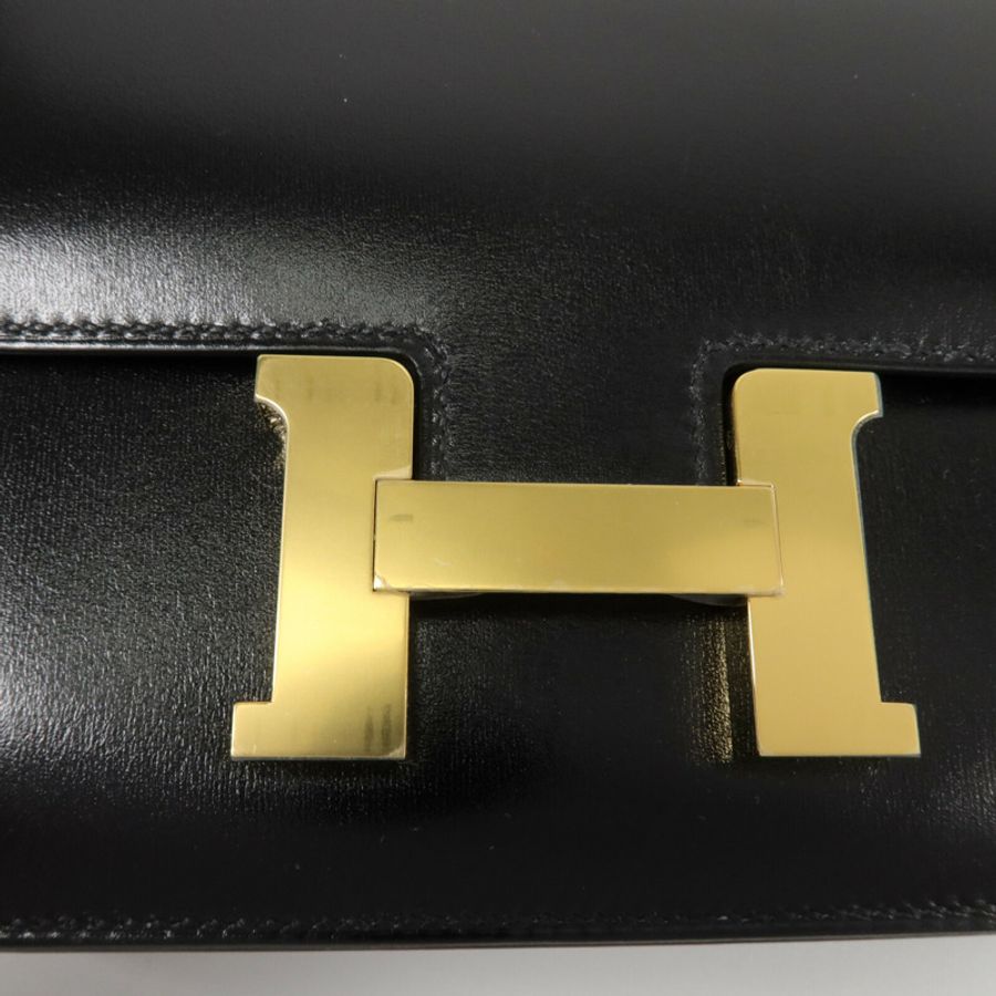 HERMES Box皮革Constance Mini肩背袋Noir-7