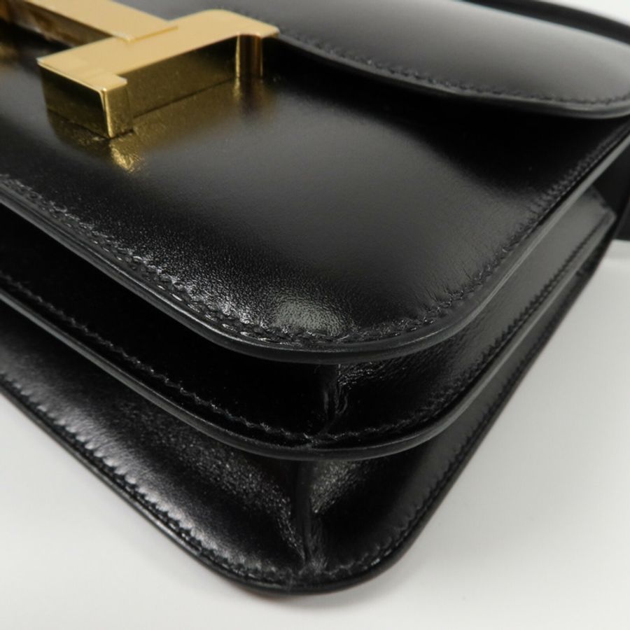 HERMES Box皮革Constance Mini肩背袋Noir-12