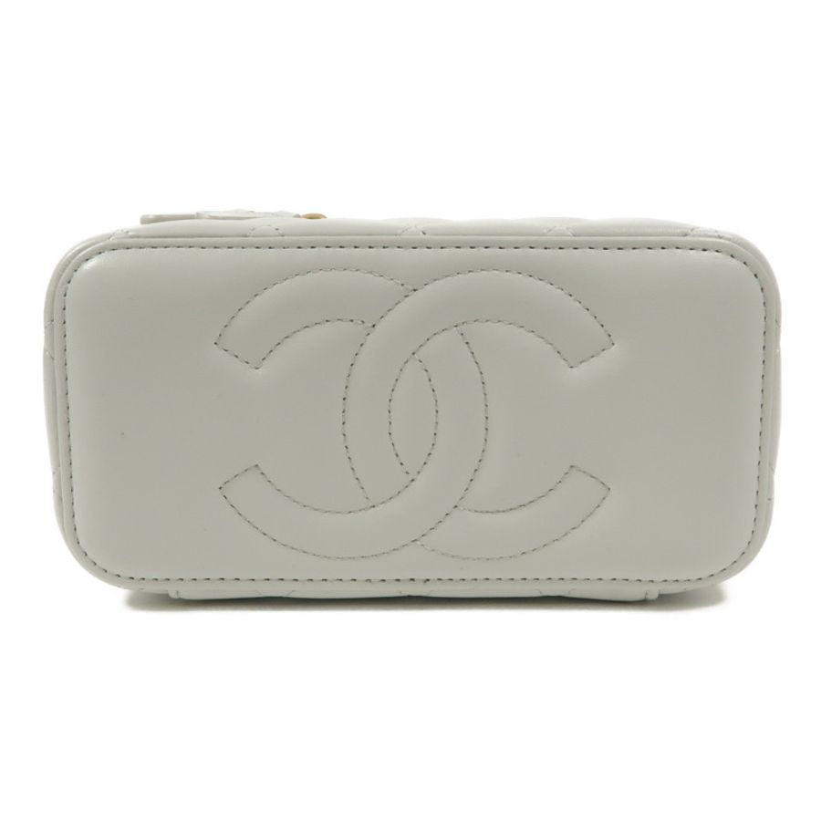 CHANEL 羊皮皮革Camellia Chain Vanity Case鏈帶肩背袋-3