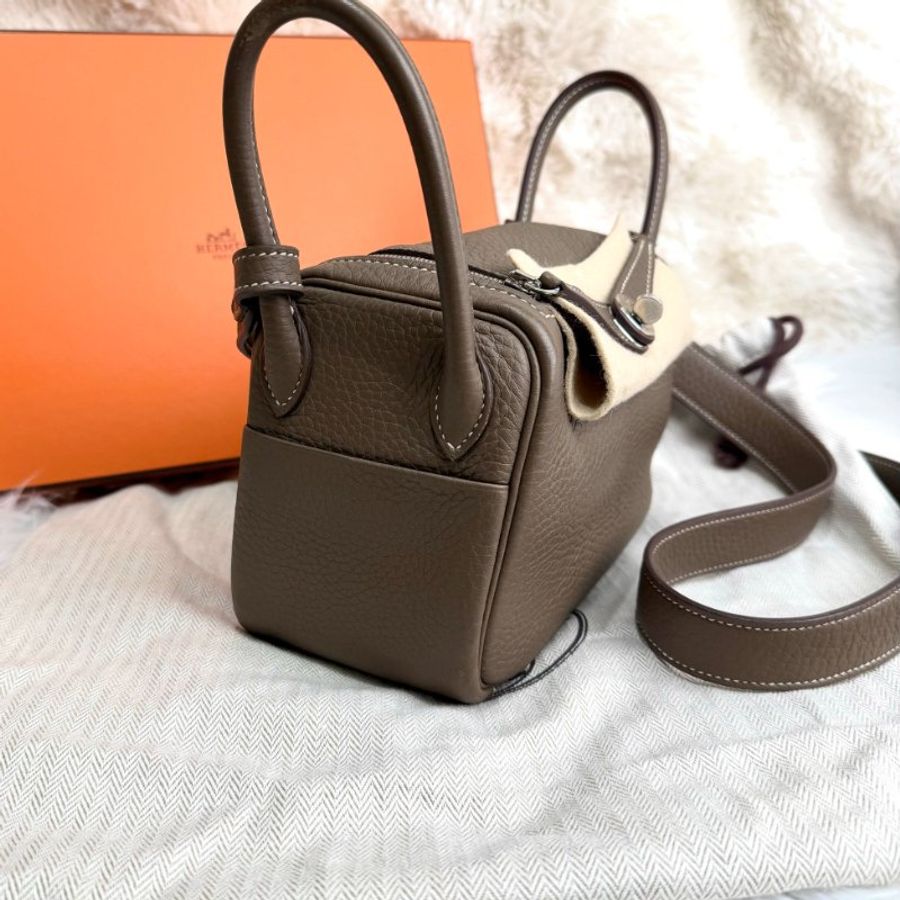 Hermès Mini Lindy I 一代 U Stamp大象灰銀扣-2