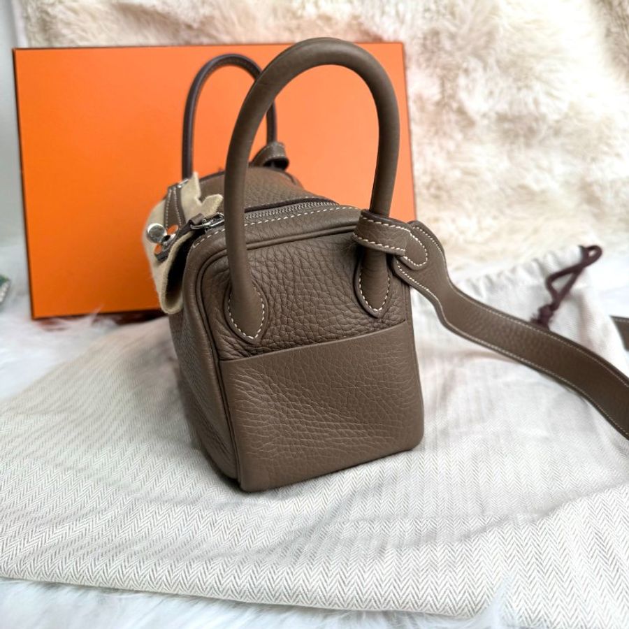 Hermès Mini Lindy I 一代 U Stamp大象灰銀扣-3