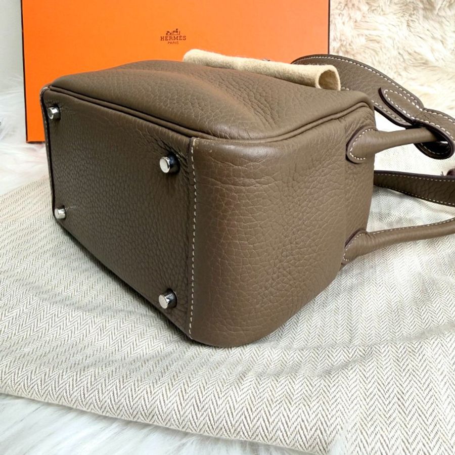 Hermès Mini Lindy I 一代 U Stamp大象灰銀扣-6