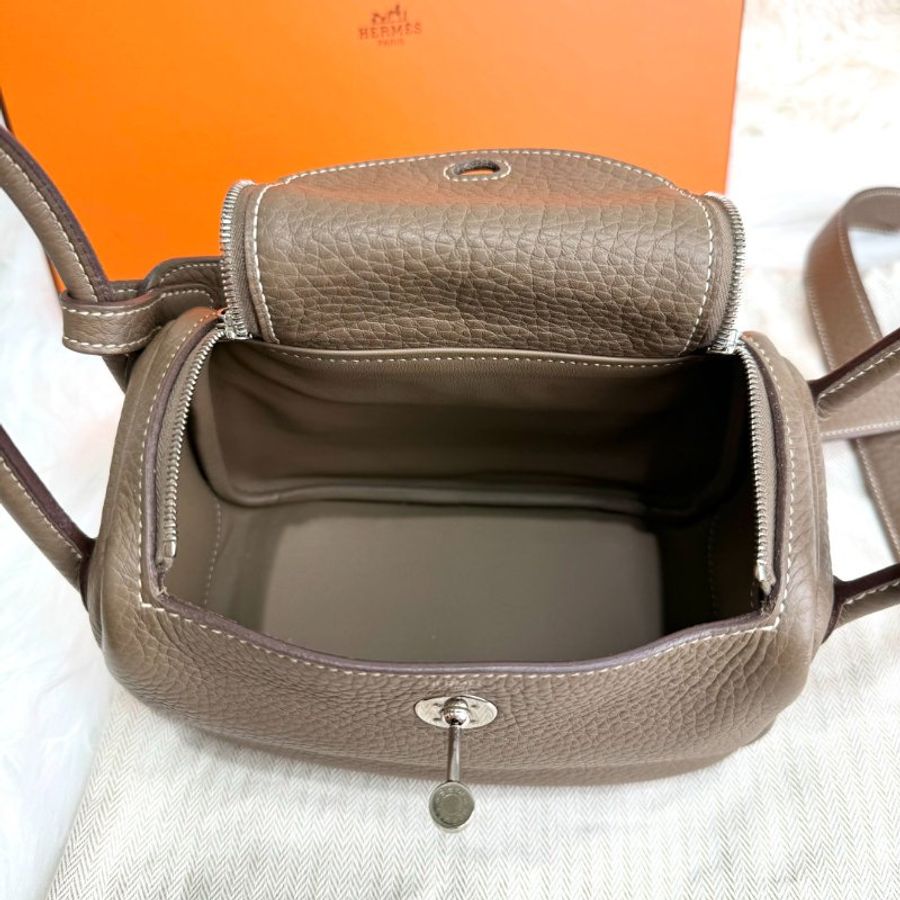 Hermès Mini Lindy I 一代 U Stamp大象灰銀扣-7