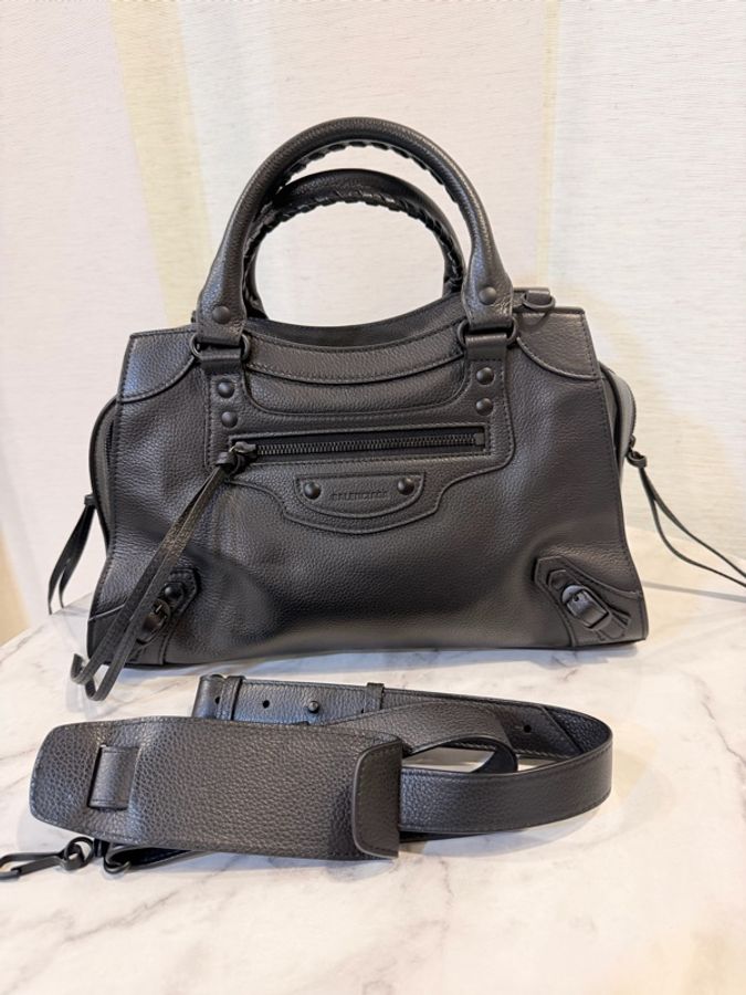 Balenciaga 黑牛皮neo classic city手提斜背機車包-7