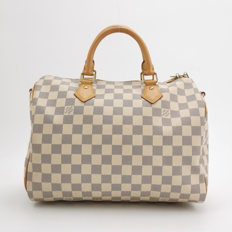 Louis Vuitton路易威登 Speedy 30 肩带款 白棋盤格 手提包-1
