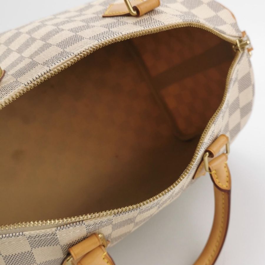 Louis Vuitton路易威登 Speedy 30 肩带款 白棋盤格 手提包-6