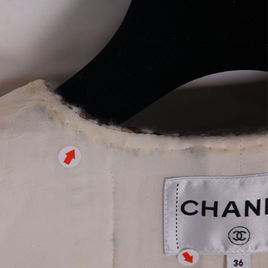 Chanel 18年森林系列米棕色粗花呢两口袋上衣外套-24