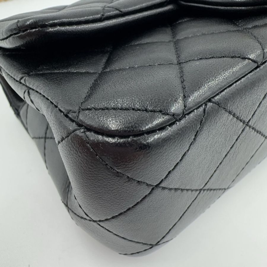 CHANEL黑色進口羊皮雙C調節釦Mini CF20 AS5759(全配!)-10