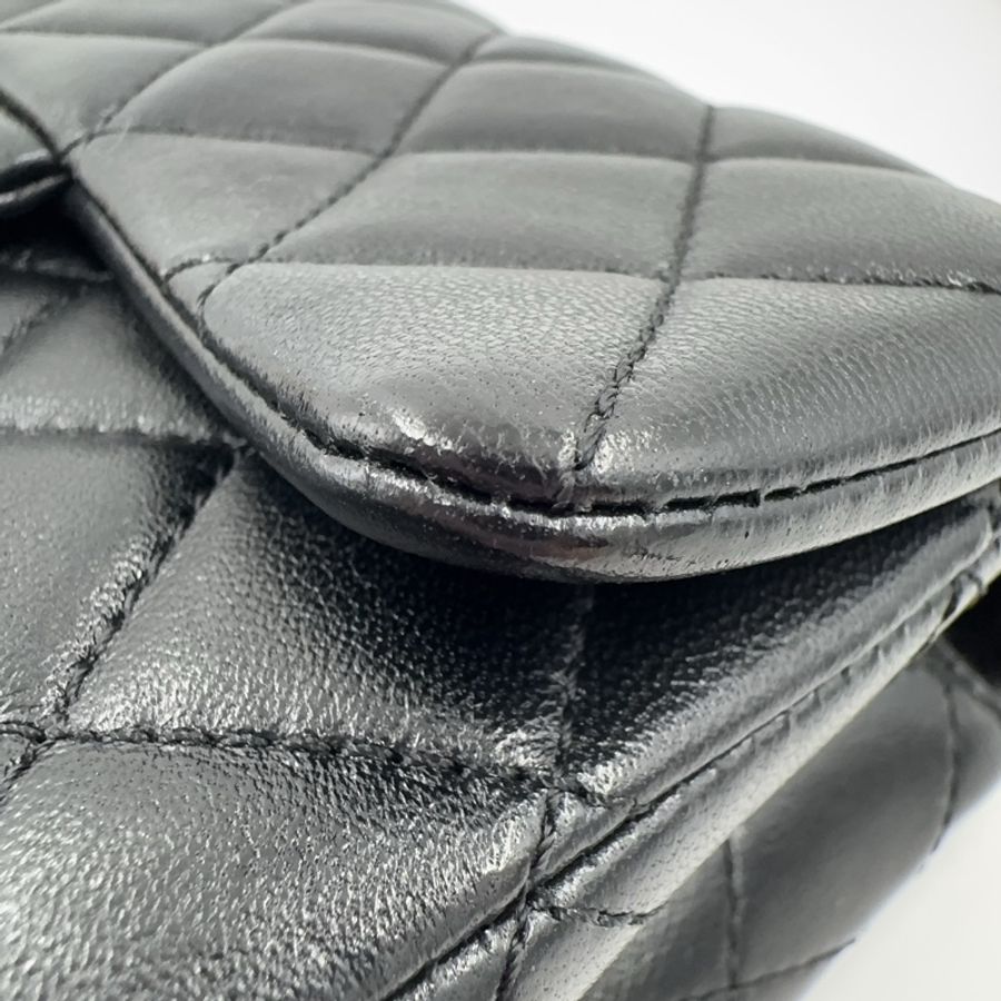 CHANEL黑色進口羊皮雙C調節釦Mini CF20 AS5759(全配!)-12