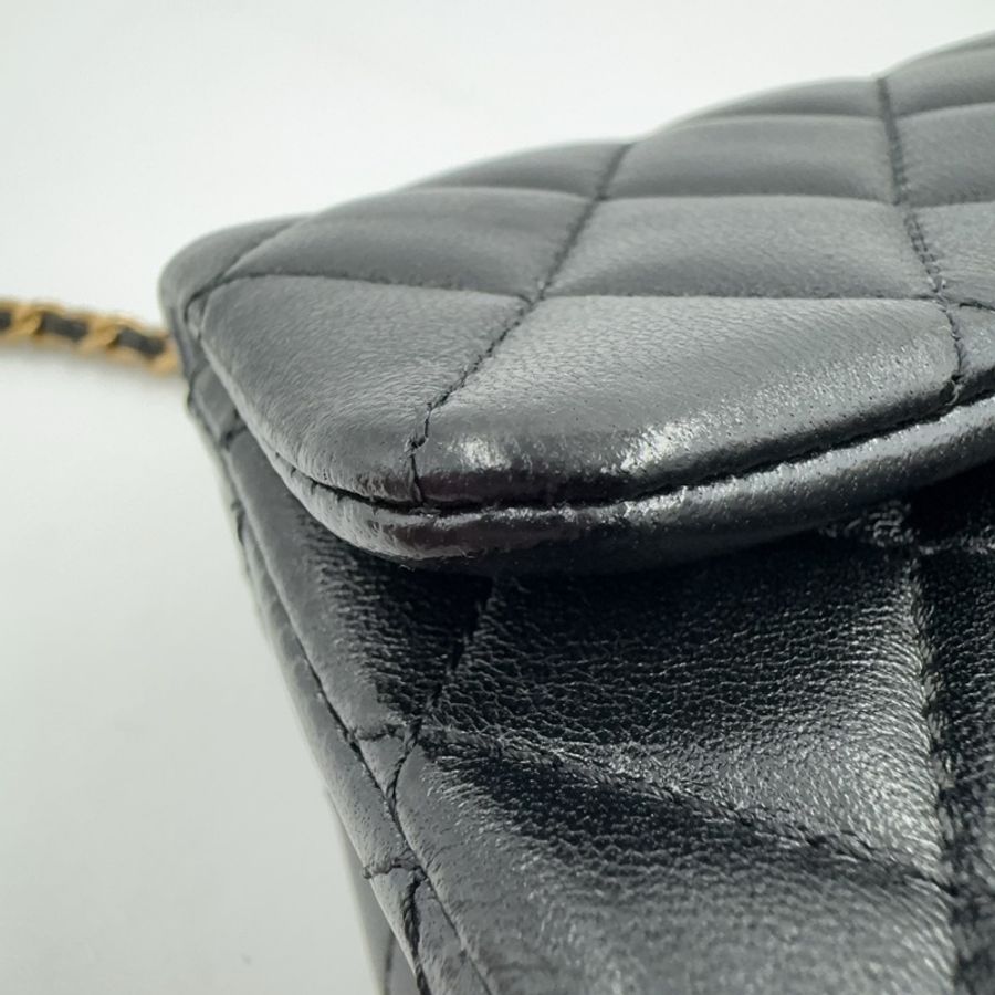 CHANEL黑色進口羊皮雙C調節釦Mini CF20 AS5759(全配!)-13