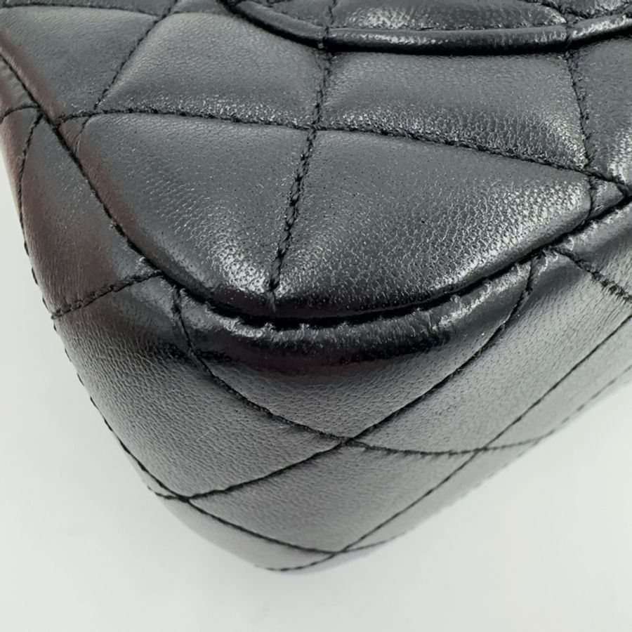 CHANEL黑色進口羊皮雙C調節釦Mini CF20 AS5759(全配!)-14
