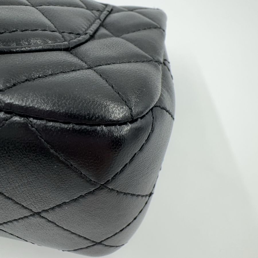 CHANEL黑色進口羊皮雙C調節釦Mini CF20 AS5759(全配!)-15