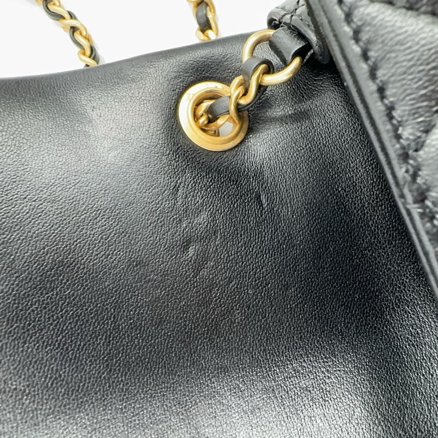 CHANEL黑色進口羊皮雙C調節釦Mini CF20 AS5759(全配!)-23