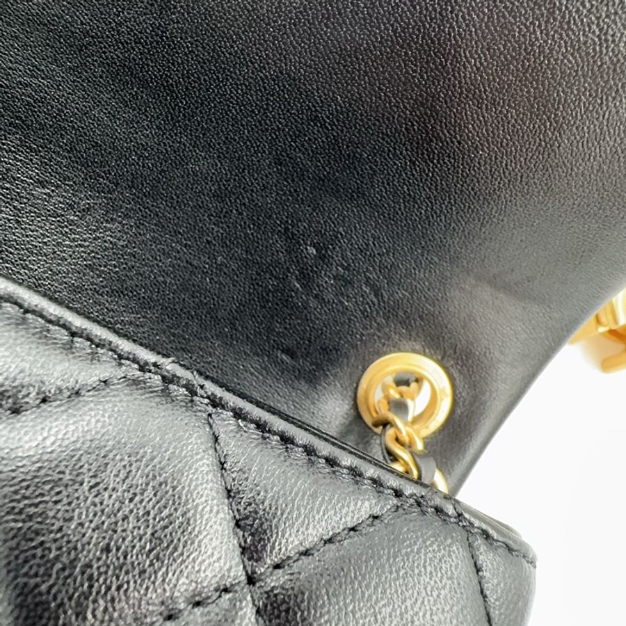 CHANEL黑色進口羊皮雙C調節釦Mini CF20 AS5759(全配!)-25