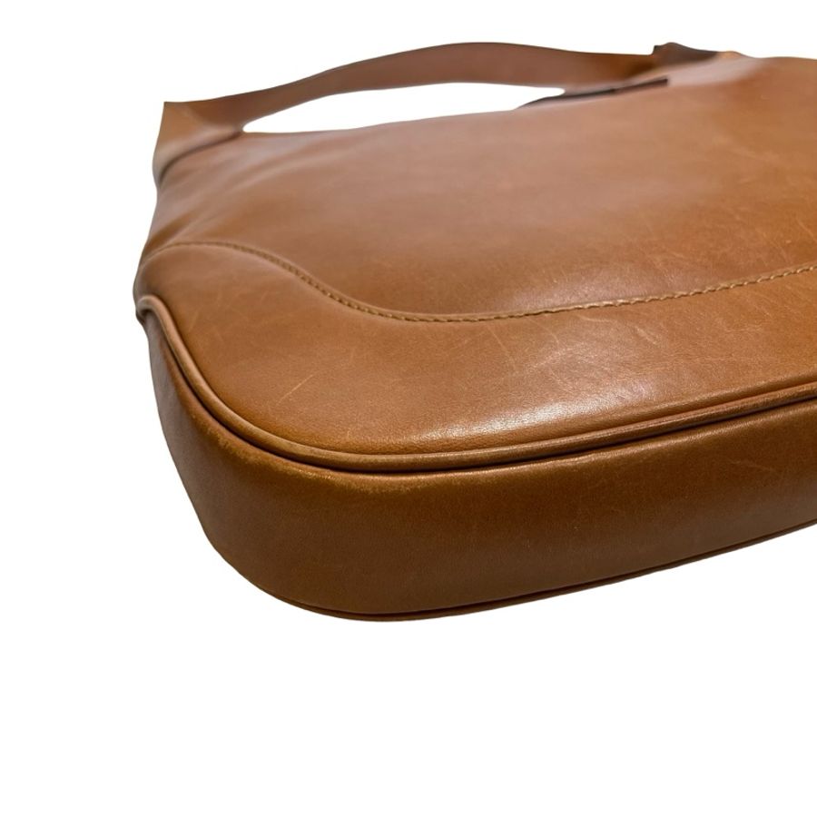 Used GUCCI Leather Jackie Shoulder Bag Brown PHW-7