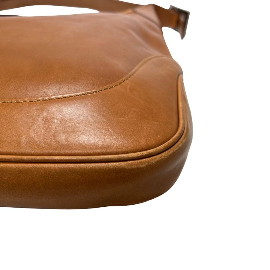 Used GUCCI Leather Jackie Shoulder Bag Brown PHW-8