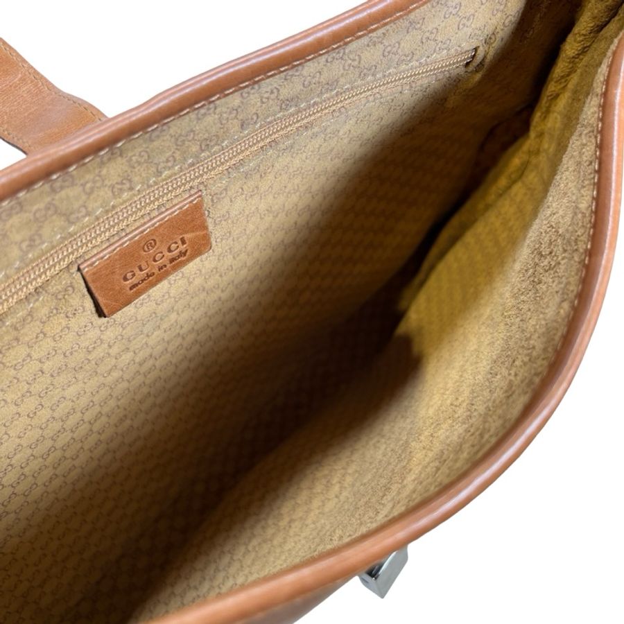 Used GUCCI Leather Jackie Shoulder Bag Brown PHW-9