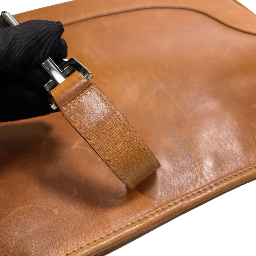 Used GUCCI Leather Jackie Shoulder Bag Brown PHW-15