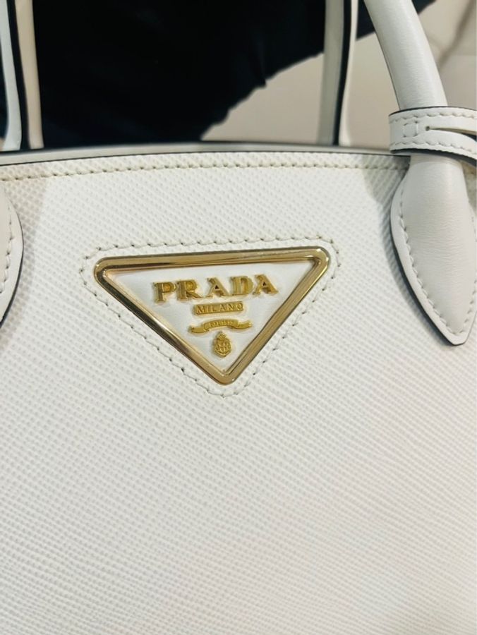 Prada 普拉達 Galleria Saffiano白色手提肩背包/殺手包/小號/99閒置新美品-3