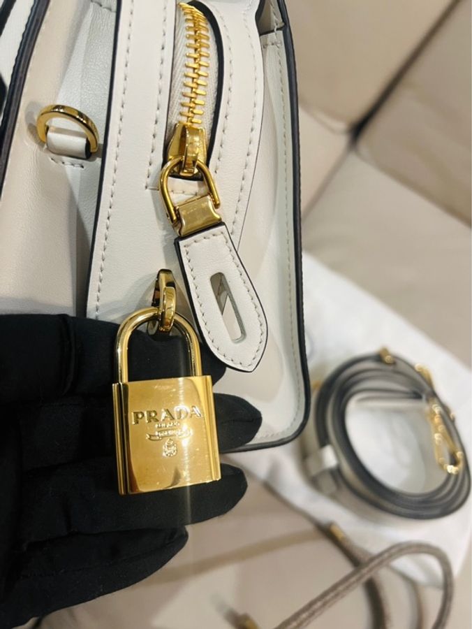 Prada 普拉達 Galleria Saffiano白色手提肩背包/殺手包/小號/99閒置新美品-5