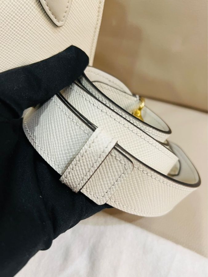 Prada 普拉達 Galleria Saffiano白色手提肩背包/殺手包/小號/99閒置新美品-8
