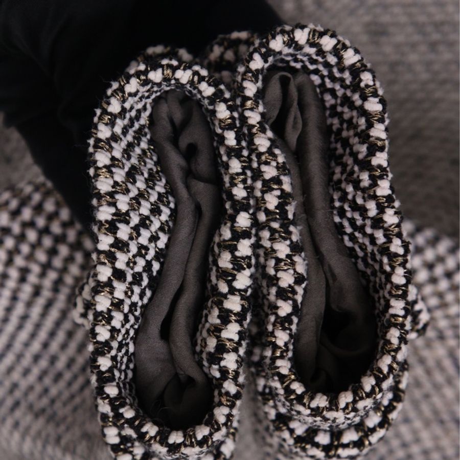 Chanel 12年孟买系列黑白格纹粗花呢琉璃扣立领上衣外套-7