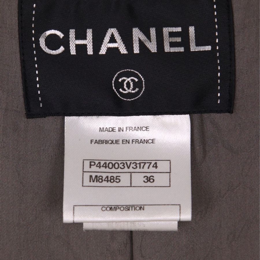 Chanel 12年孟买系列黑白格纹粗花呢琉璃扣立领上衣外套-11