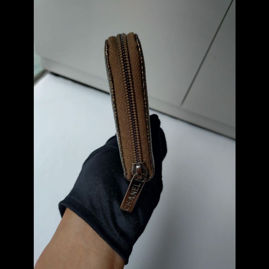 Chanel 古銅金牛皮拉鍊長夾-6