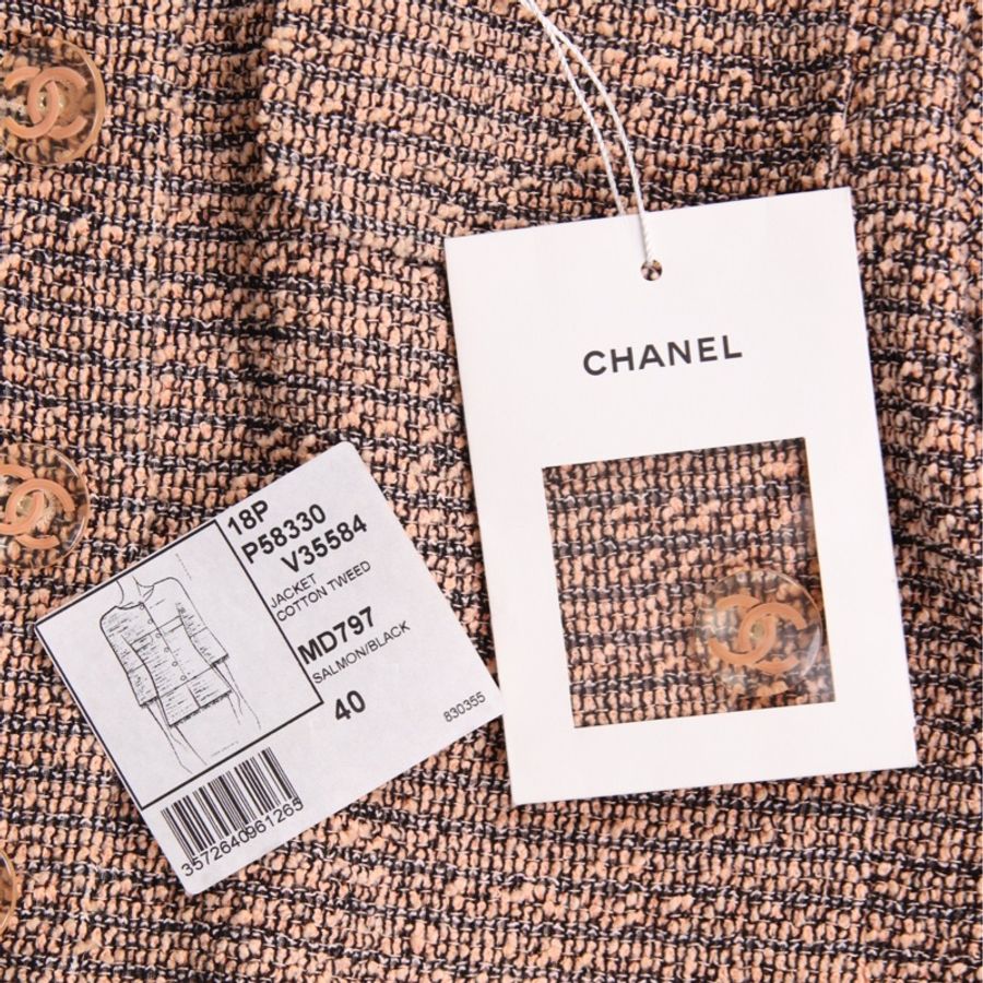 Chanel 18年瀑布系列橘色流苏滚边7分袖上衣外套-13