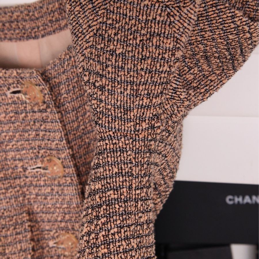 Chanel 18年瀑布系列橘色流苏滚边7分袖上衣外套-23