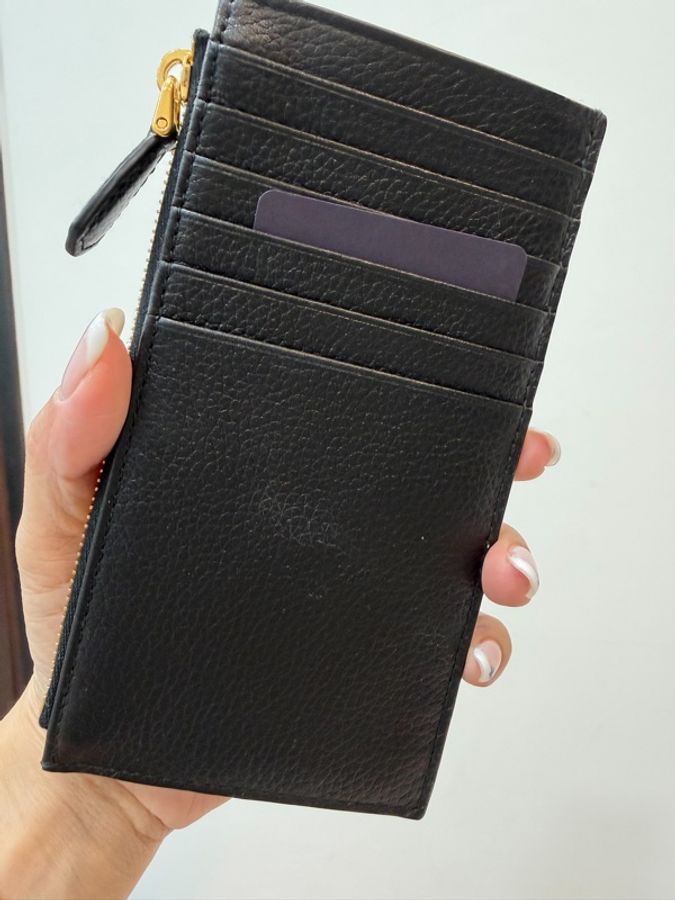 《仙闆名牌精品》PRADA Saffiano 黑色 皮夾 皮包 卡夾 卡包 信用卡卡夾 零錢包-4
