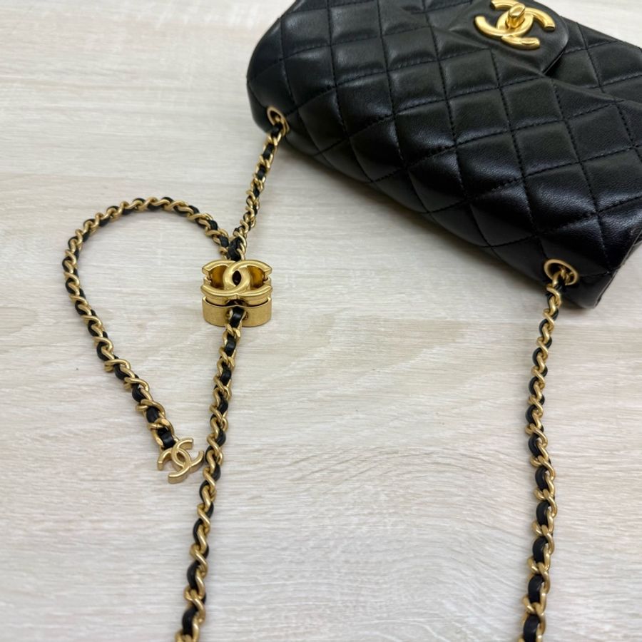 CHANEL黑金羊皮雙C調節CF20/AS5759-12