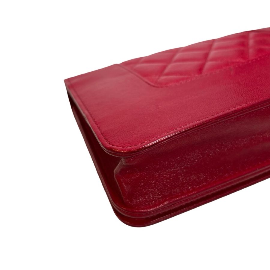 Used CHANEL Quilted Leather Wallet On Chain (WOC) Wallet on chain Red PHW-7