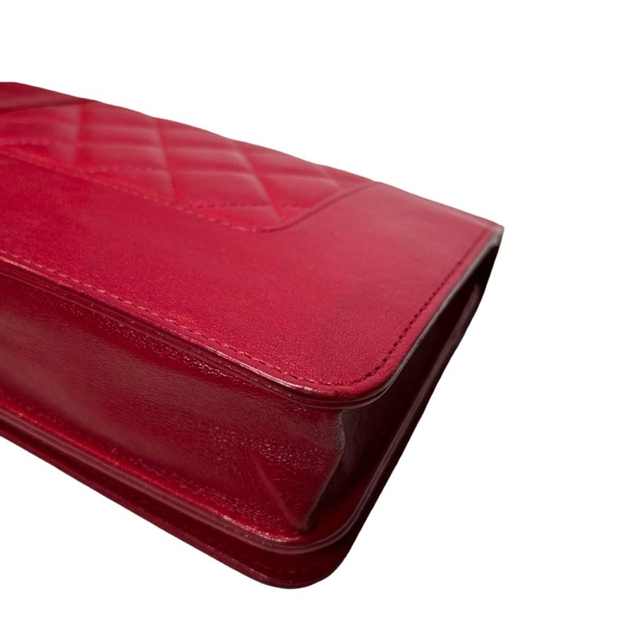 Used CHANEL Quilted Leather Wallet On Chain (WOC) Wallet on chain Red PHW-8