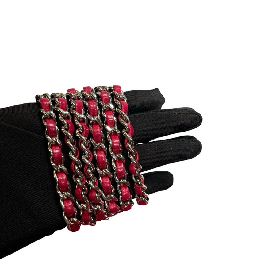 Used CHANEL Quilted Leather Wallet On Chain (WOC) Wallet on chain Red PHW-11