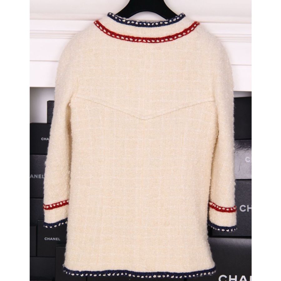 Chanel 18年汉堡系列红蓝滚边白色两口袋外套-2