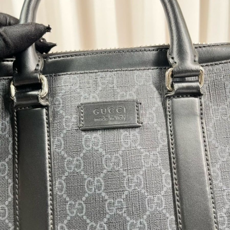 GUCCI古馳 男士黑色老花手提電腦公事包-22