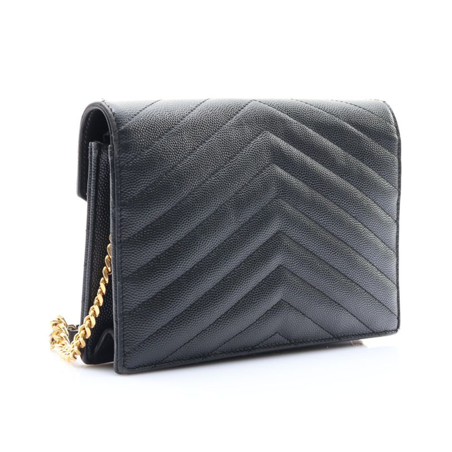 黑色 荔枝紋牛皮 Cassandra Chain 鍊帶 肩背包【SAINT LAURENT YSL 聖羅蘭】 393953-1