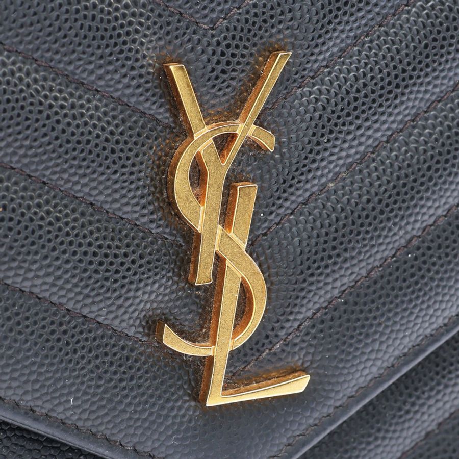 黑色 荔枝紋牛皮 Cassandra Chain 鍊帶 肩背包【SAINT LAURENT YSL 聖羅蘭】 393953-5