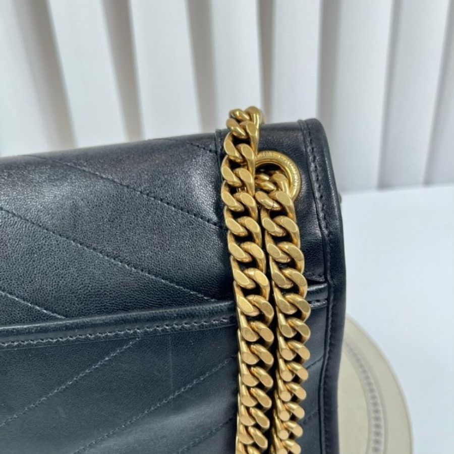 SAINT LAURENT聖羅蘭 Niki黑金小羊皮logo復古鏈條包-11