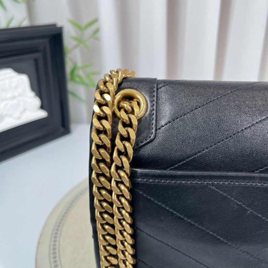 SAINT LAURENT聖羅蘭 Niki黑金小羊皮logo復古鏈條包-12