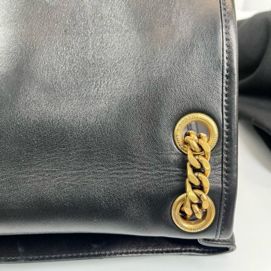 SAINT LAURENT聖羅蘭 Niki黑金小羊皮logo復古鏈條包-17