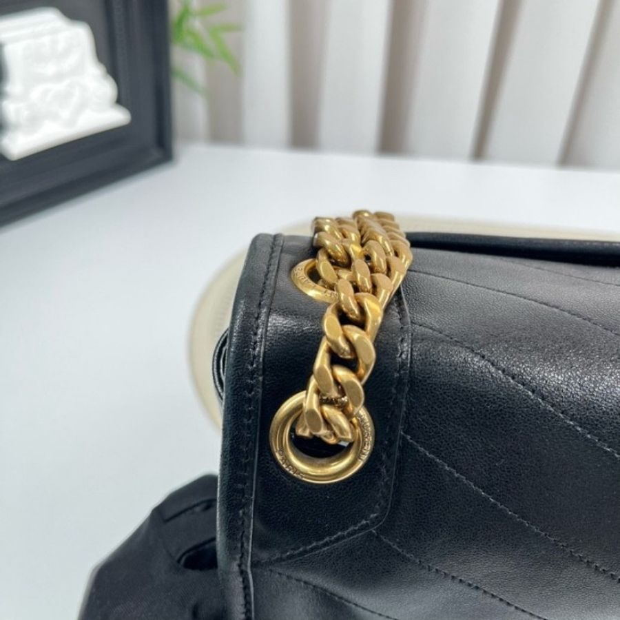 SAINT LAURENT聖羅蘭 Niki黑金小羊皮logo復古鏈條包-27