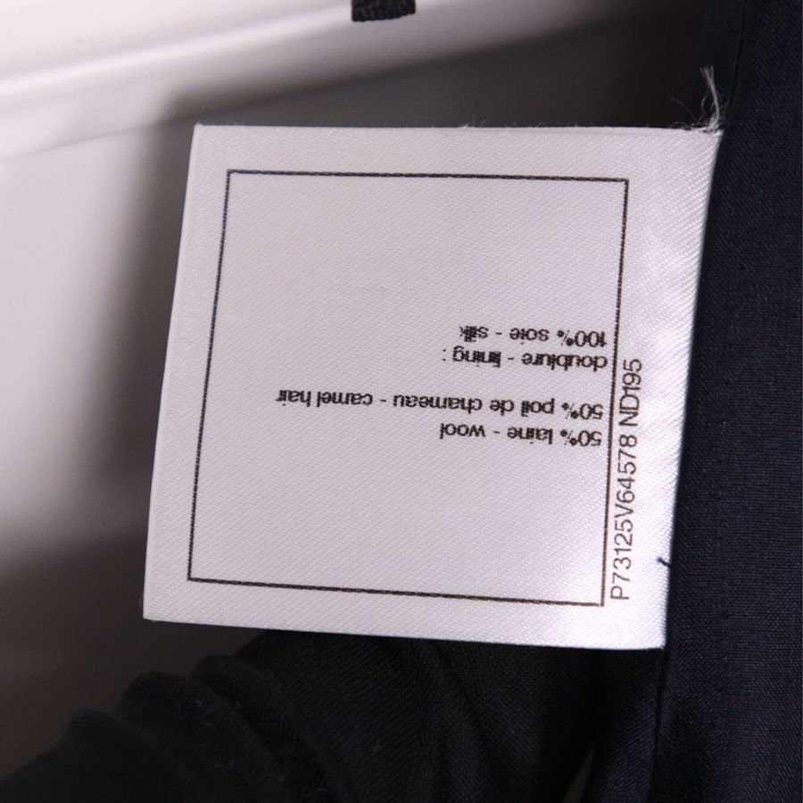 Chanel 22A秀款灰蓝格纹羊毛阔腿裤长裤-15
